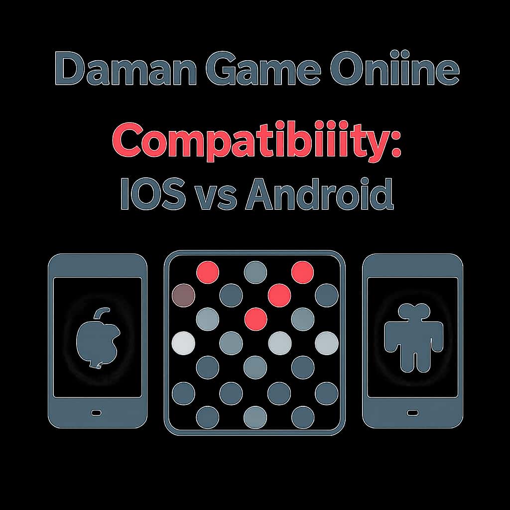 An educational diagram showing the differences in compatibility between iOS and Android for Daman Game Online.