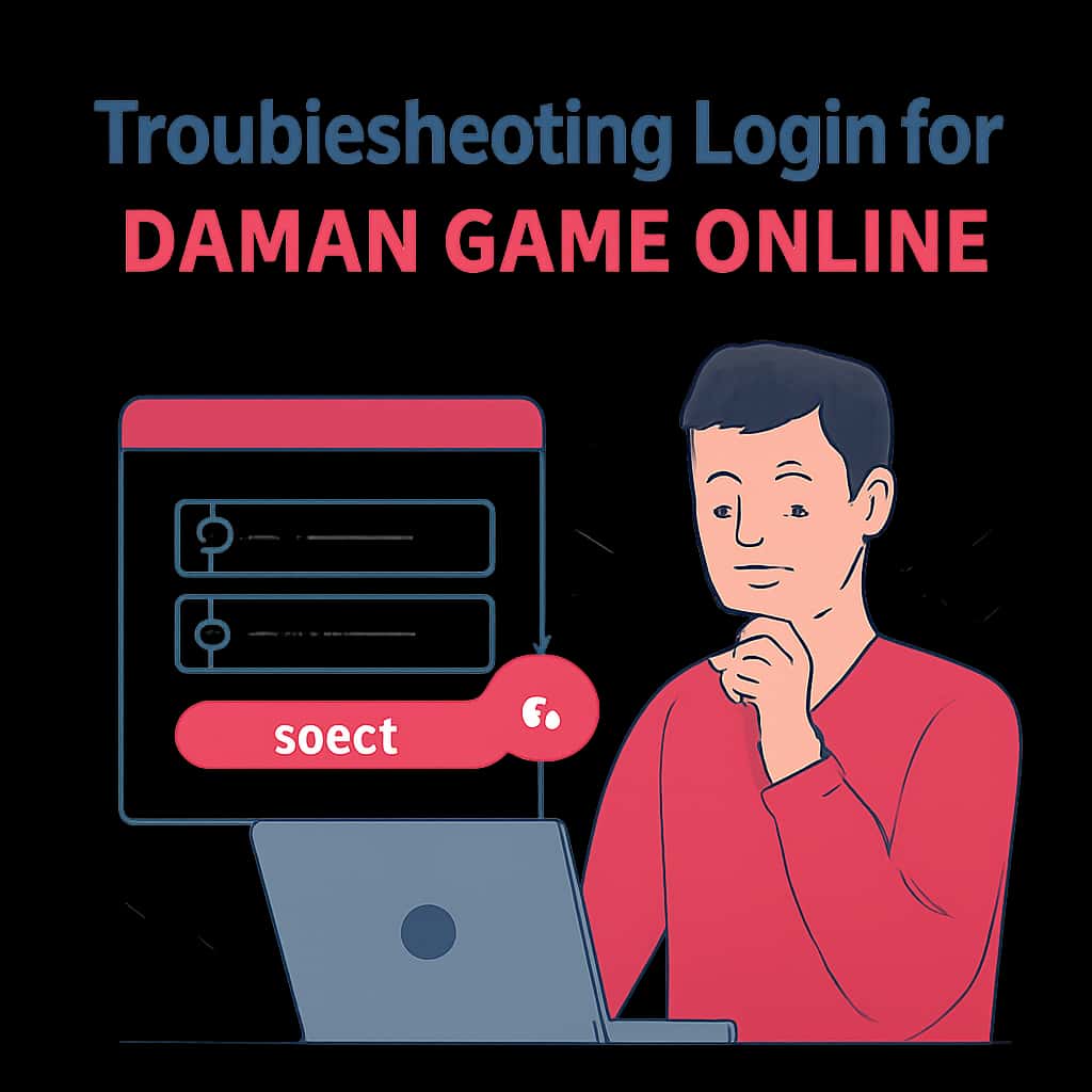 Diagram illustrating troubleshooting steps for Daman Game Online login.