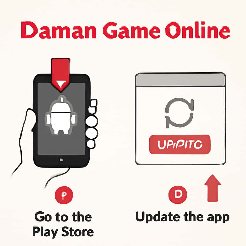 Illustration showing the update steps for Daman Game Online.